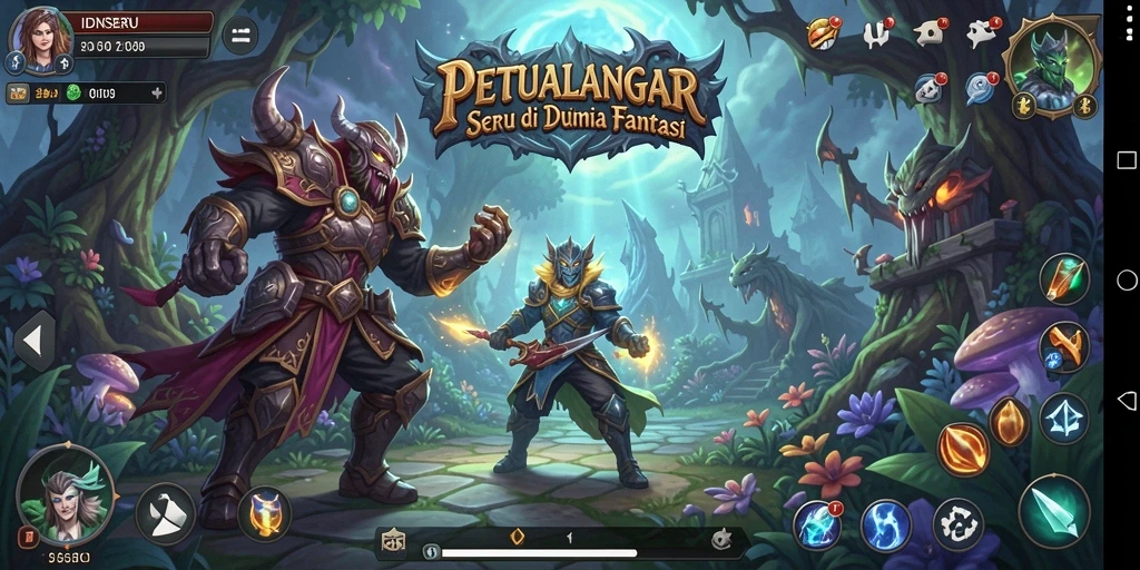 Tampilan gameplay seru dalam IDNSERU dengan karakter petualang.