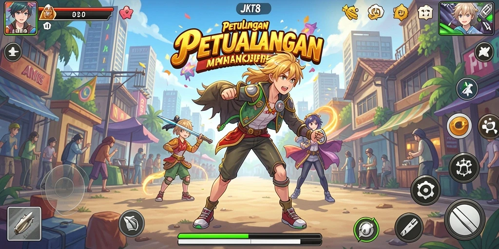 Tampilan menarik dari gameplay JKT8 dengan karakter Anime.