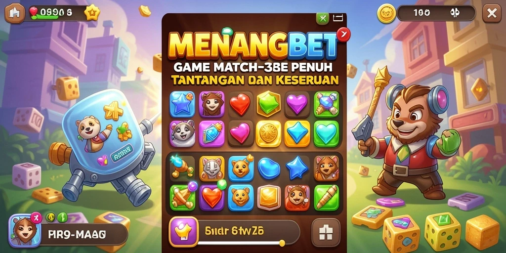 Tangkapan layar MENANGBET menampilkan gameplay Match-3 yang seru.