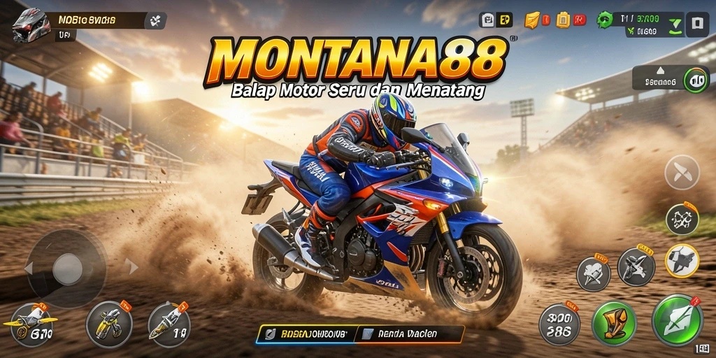 Screenshot MONTANA88 menampilkan aksi mendebarkan di lintasan balap.