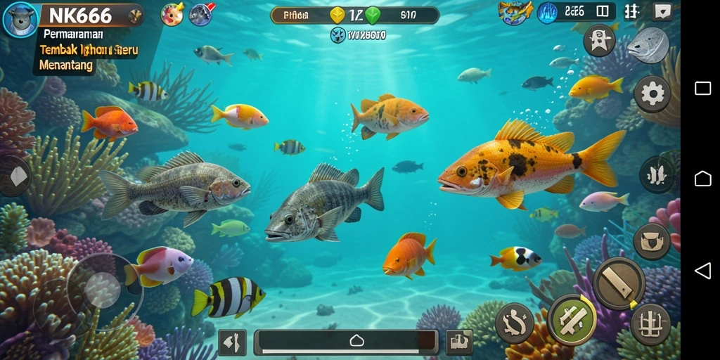 Gameplay NK666 dengan aksi menembak ikan yang seru.