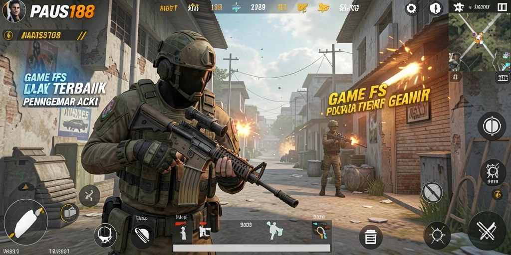 Screenshot gameplay PAUS188 menampilkan aksi seru di medan perang.