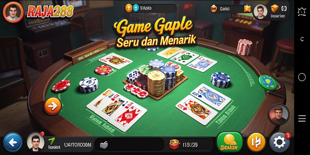 Screenshot gameplay Gaple RAJA288 yang seru dan interaktif.